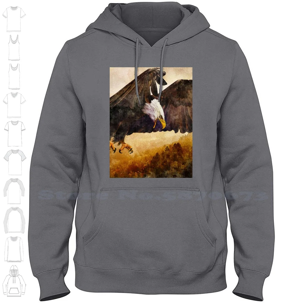 Long Sleeve Hoodie Sweatshirt Sb Spreadybo Wasserfarben Vogel Tierwelt Raubvogel Natur Flug Freiheit Himmel Tier Greifvogel