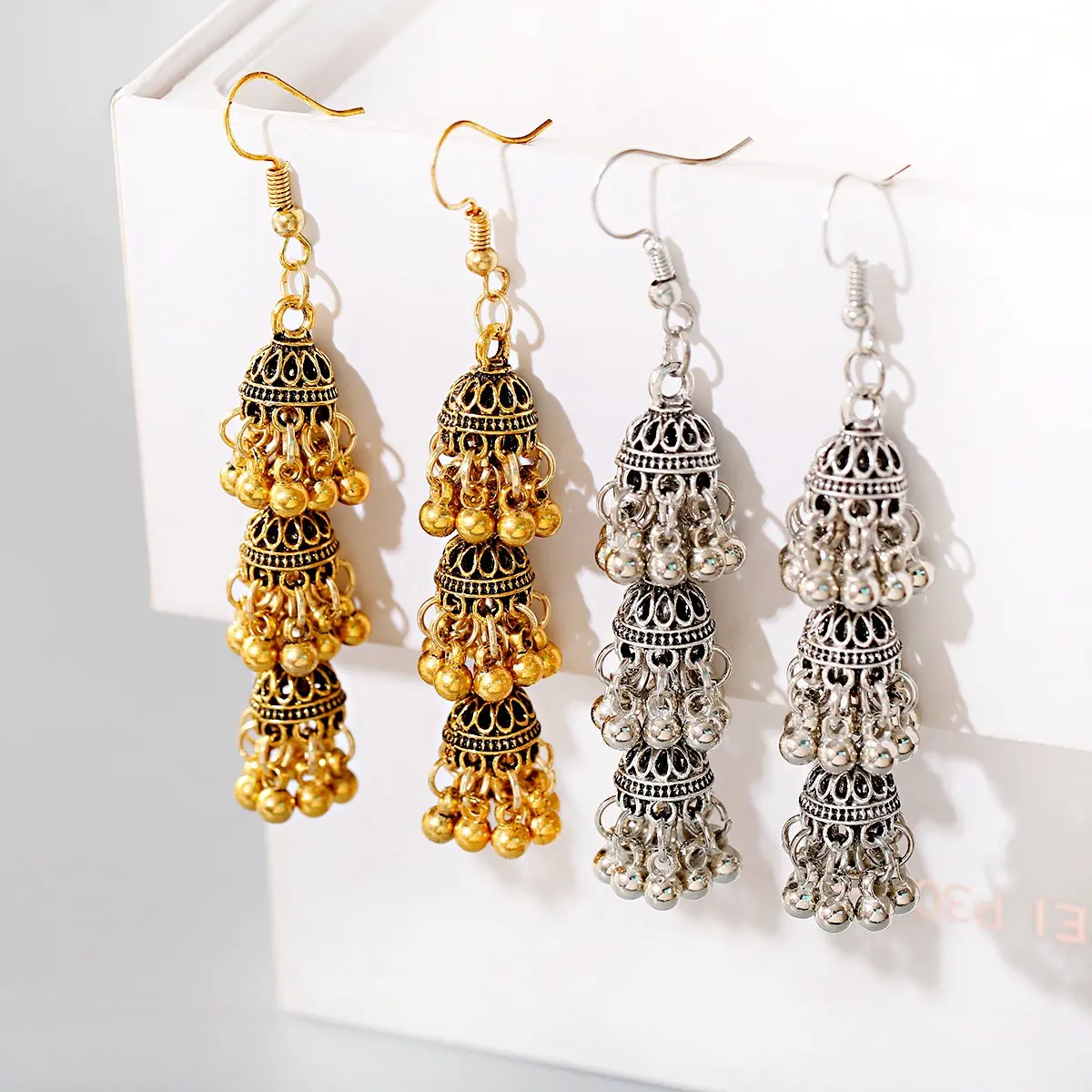 Ethnic Silver Color Bells Tassel Indian Earrings For Women  Vintage Turkish Jhumka Earrings Boho Jewelry Bijoux