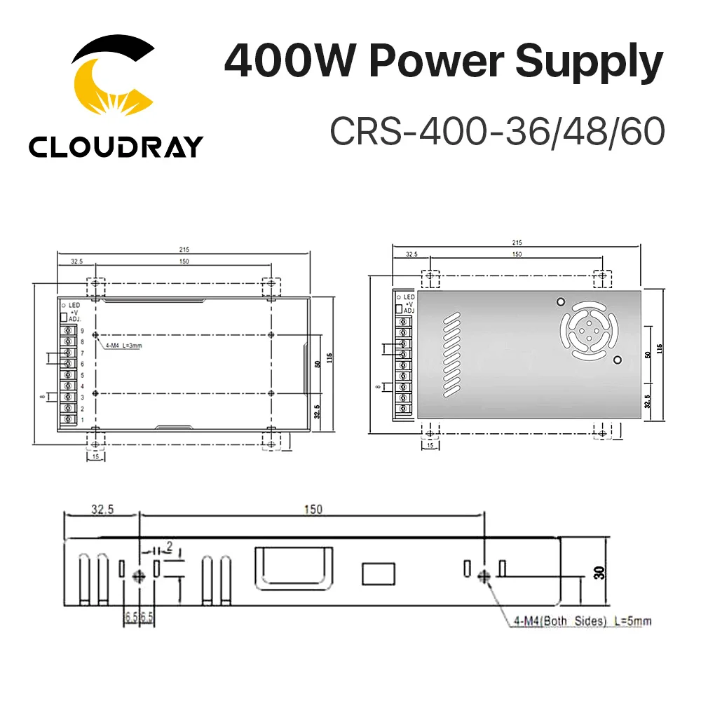 Cloudray 40W CRS-400-36/48/60 Switching Power Supply 11A 8.3A 6.A Output for Industrial Machine CO2 Laser Engraving Machine