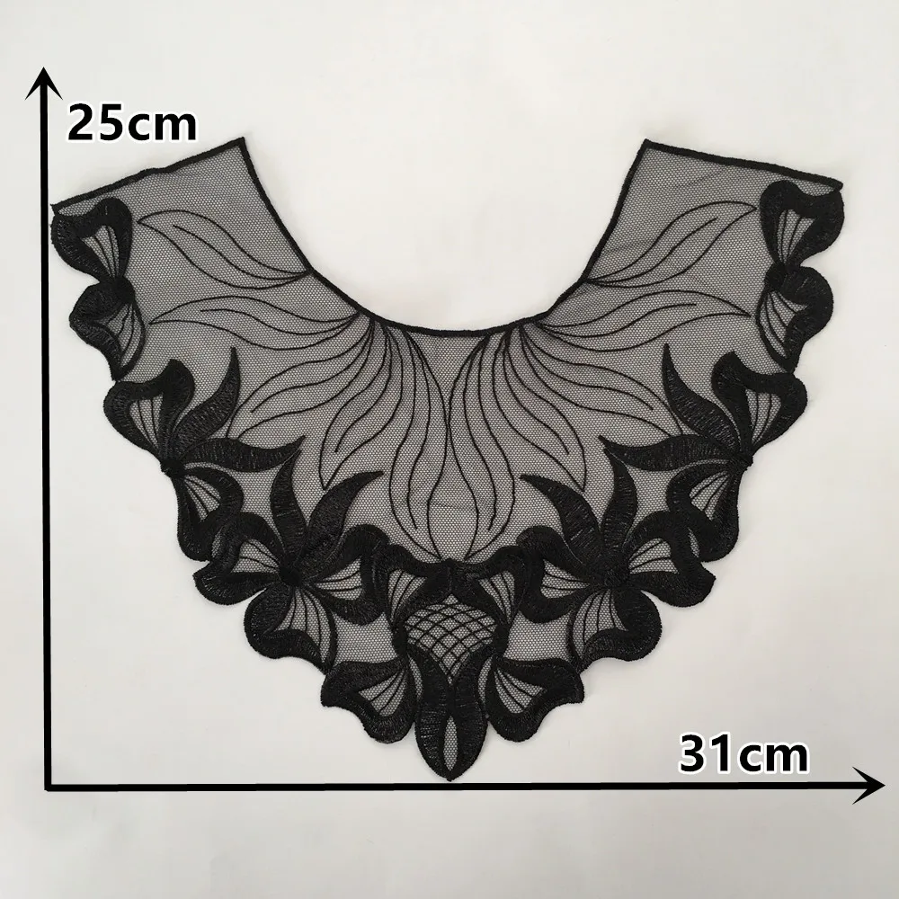 Black Organza Collar Butterfly Pattern Embroidery Dress Fabric DIY Sewing Material Lace Craft Decoration Clothing Accessories