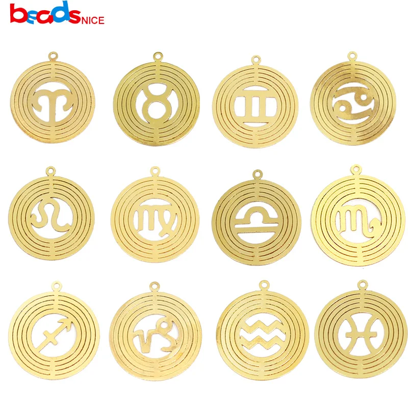 

Beadsnice ID40162smt2 Zodiac Charms Gold Filled Fashion Pendant Necklace Bracelet Finding Jewelry Making Accessories