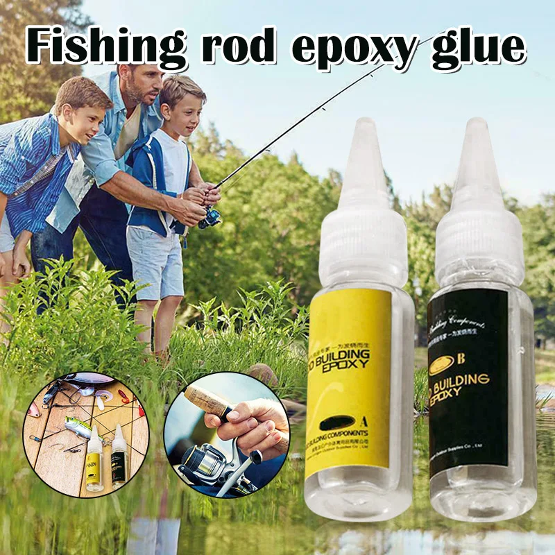 2Pcs Fishing Rod Glue Fishing Rod Epoxy Resin AB Glue Transparent Glue for Twine Fishing Rod Accessories Adhesives & Sealers