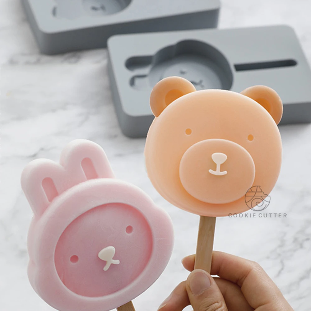 

1Pc Silicone Molds Ice Cream Chocolate Mold Bear Rabbit Animals Shape Kitchen DIY Homemade Freezer Popsicle Baking Accessories