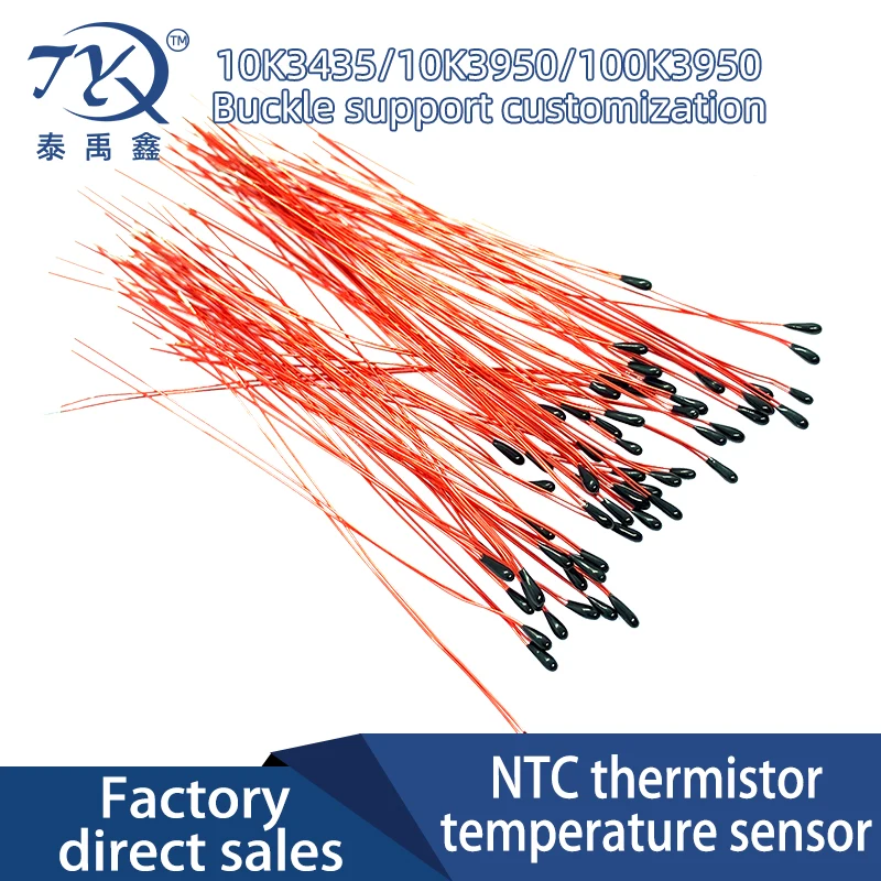 MF52B NTC Thermistor Temperature Sensor B3435 B3950 10K 100K 50mm 60mm 70mm 80mm 100mm Resistance Red