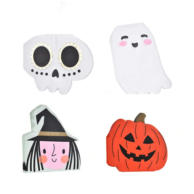 Halloween Pumpkin Witch Ghost Tissue Decoration Disposable Party Tableware Halloween Decoration Napkin