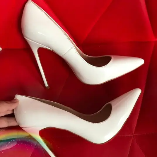 Summer White Red Bottom Heels Bright High Heeled Shoes Women Matte Stilettos Summer Sandals 12cm 10cm 8cm Pumps Women Stilettos