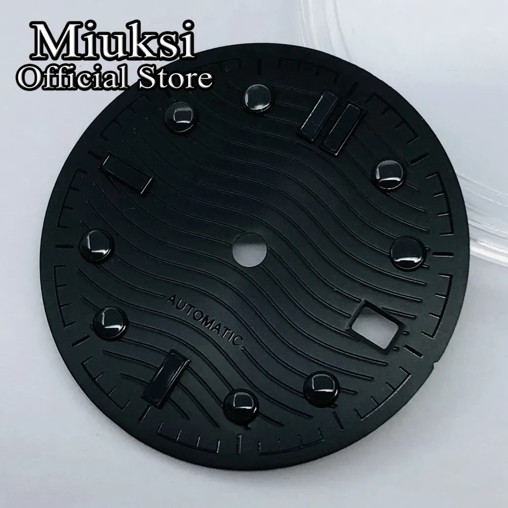 Miuksi 31mm black watch dial fit NH35 movement