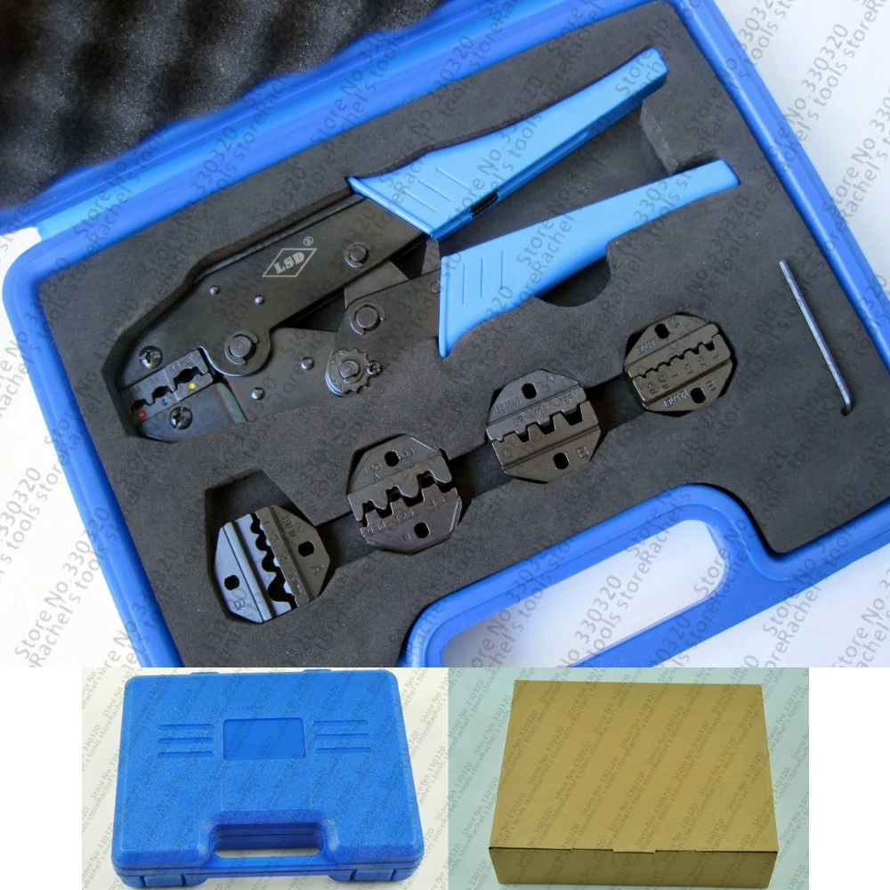 

Plastic case crimping tool kits terminal crimping tools set with 4 replaceable die sets jaws connectors LS03C-5D3