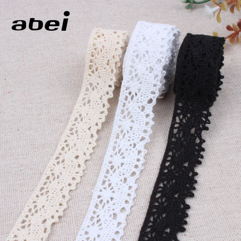 2cm 5Yards White Beige Black Cotton Ribbon Trims DIY Sewing Lace Fabric Handmade Wedding Crafts Accessories