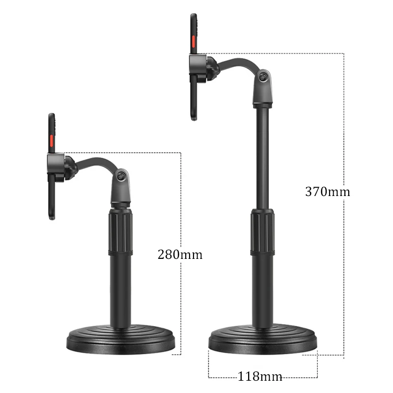 Desktop Mobile Phone Holder Stand 360 Rotate for Facetime Live Streaming Shoot Video Youtube Round Base Smartphone