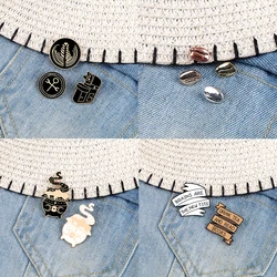 Enamel Brooch Set Magic Experiment Furnace Coffee Bean Barista Latte Art Banner Slogan Badge Pin Denim Lapel Jewelry Accessories