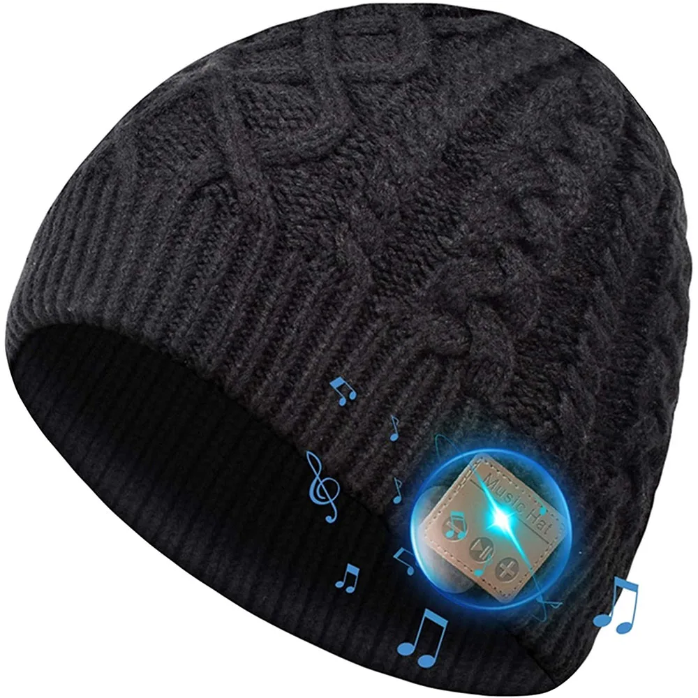 Gorro con Bluetooth 5,0 inalámbrico para hombre y mujer, gorro de invierno, altavoces estéreo HD desmontables integrados