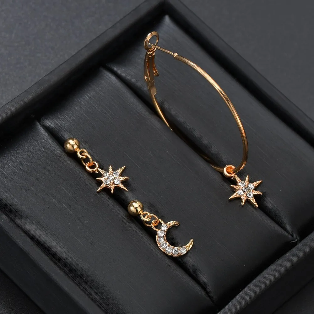 Creative new rhinestones stars moon earrings earrings earrings combo set women jewelry wholesale