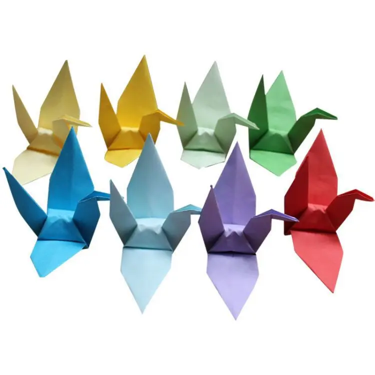 100PCS 10cm 15cm Finished Handmade Thousand 1000 Origami Paper Cranes Decorations For Wedding Birthday Premade Creative Gifts