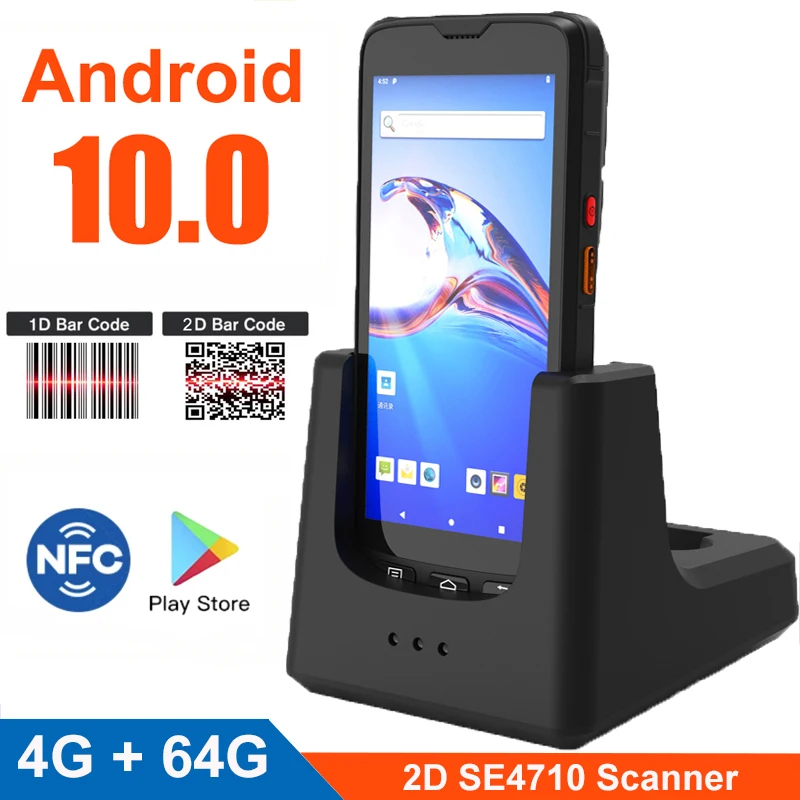 Android 10 4G 64G Handheld PDA Scanner 1D 2D Barcode Reader 4G WiFi Bluetooth GPS Rugged Inventory Manager