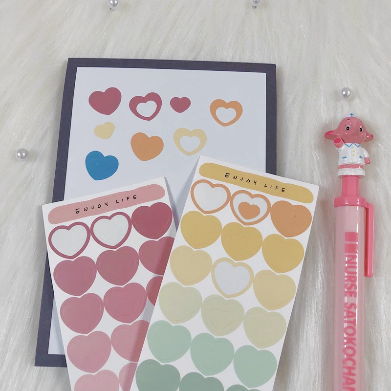 Ins Popular Gradient Love Heart Sticker For Handbook Notebook Diary Decorative Mobile Phone Diy Stickers Children's Gift