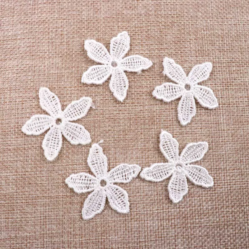 20pcs Beautiful flower White Color Lace Trim Embroidered Lace Ribbon Accessories Decoration Sew On Guipure Lace DIY 40mm