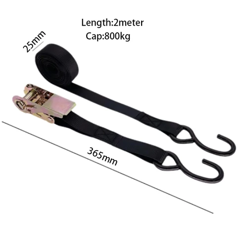 Imagen 2 del producto 1 unidad CVP 1 ""2m 800kg correa de amarre de remolque negra hebilla de trinquete gancho en S piezas de RV accesorios de Camper componentes de caravana