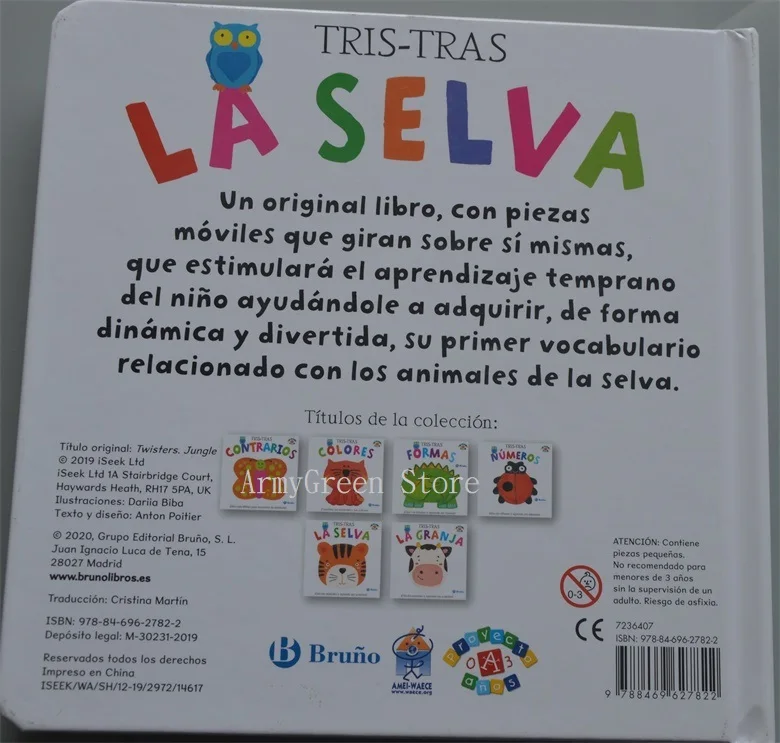 Pai da criança crianças da criança do bebê livro espanhol educação precoce conhecimento iluminação imagem leitura cartão 3d livro idade 0 - 3