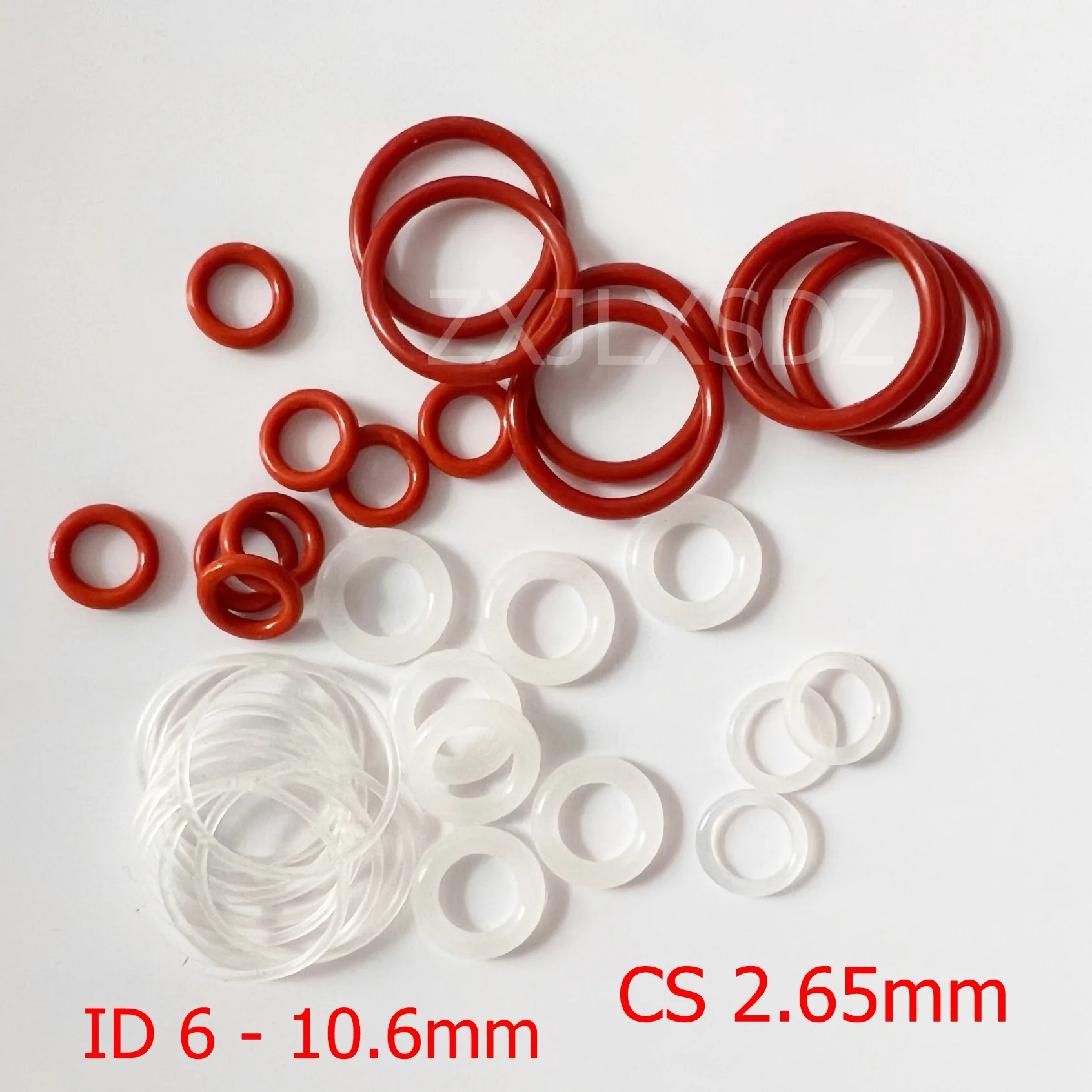 100 PCS Silicone Rubber O-ring Gasket CS 2.65mm x ID 6/7.1/7.5/8/8.5/8.75/9/9.5/10/10.6mm