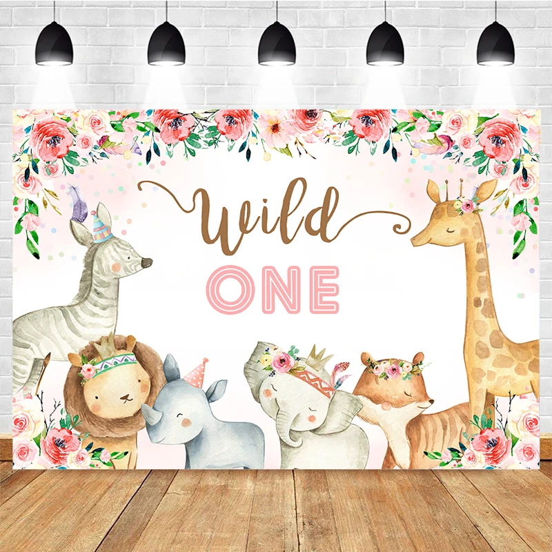 Mocsicka Wild One Birthday Backdrop Photography Forest Animals Safari Party Background Woodland Newborn 1st Birthday Banner