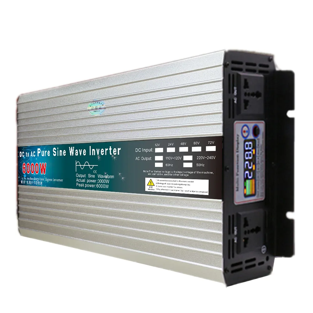 Imagem -06 - Inversor de Energia Solar de Onda Senoidal Pura Transformador de Tensão Conversor 12v 24v 48v 60v a 110v 220v 6000w 8000w