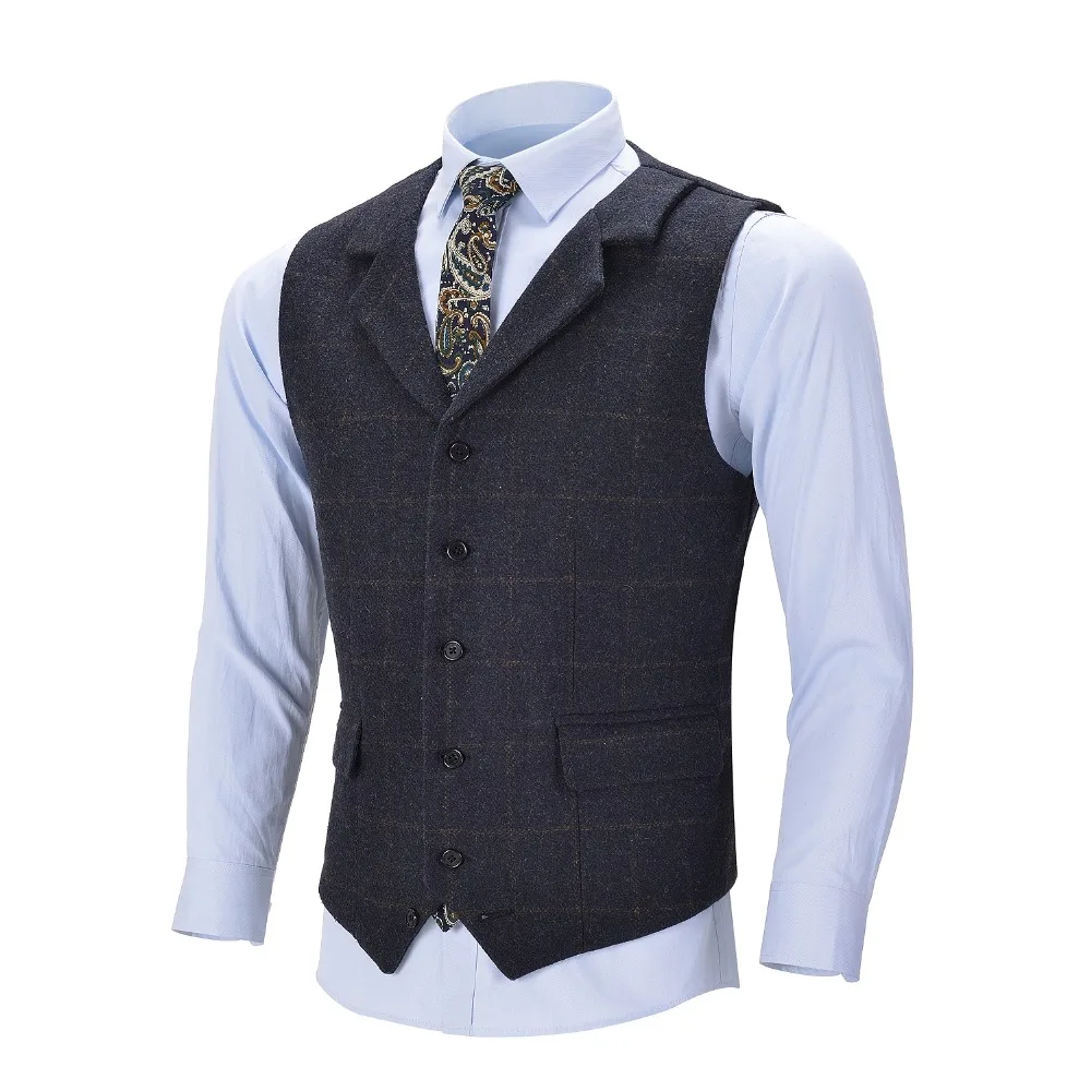 Herren Business Weste Boutique Wolle Plaid Slim Fit einreiher Baumwolle Anzug Grün Weste Für Hochzeit Formale Weste groomsmen