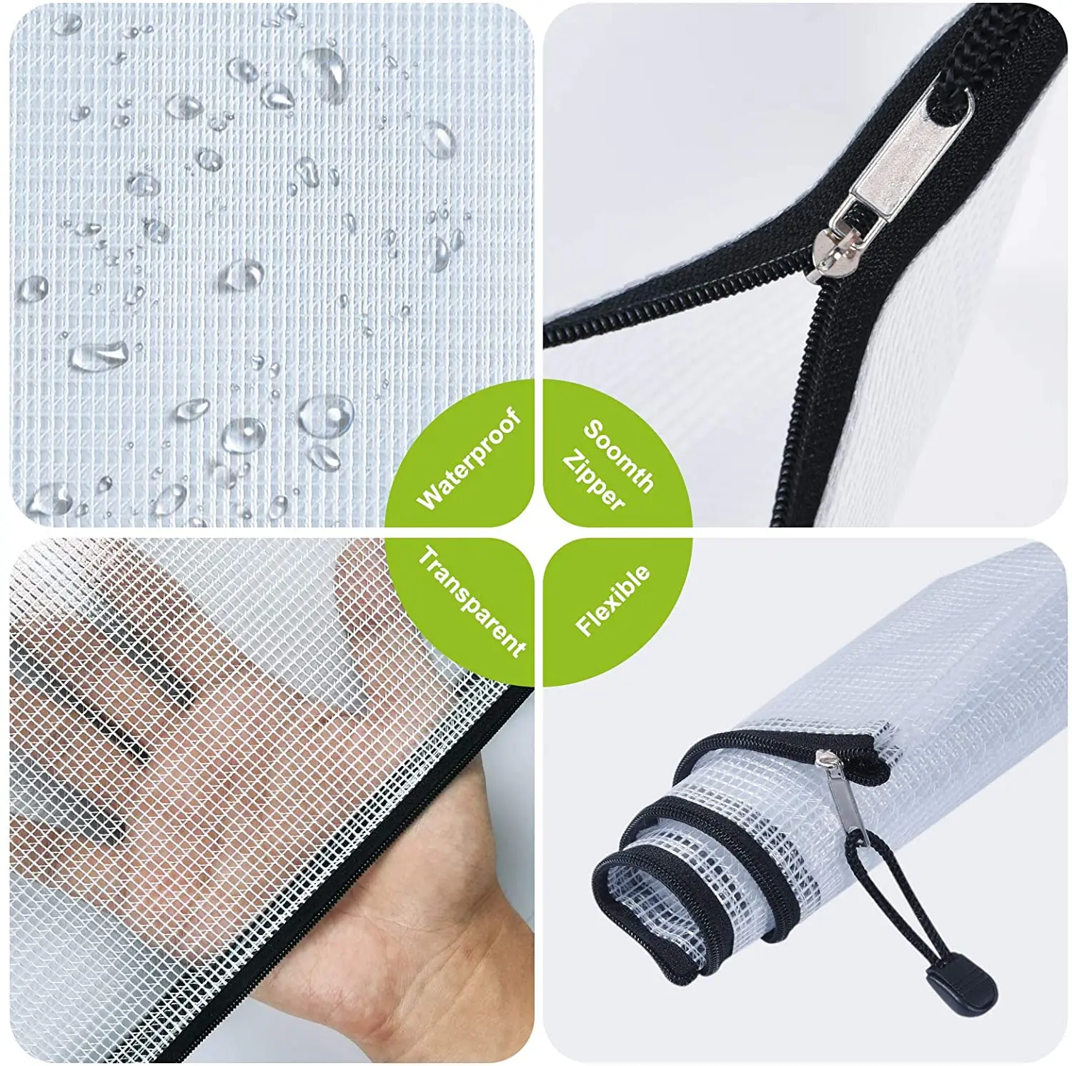 6PCS A6 Mesh Zipper Bleistift Beutel, Wasserdicht Reißfest Datei Ordner Organizer Taschen, für Schule Büro Home Reise Lagerung