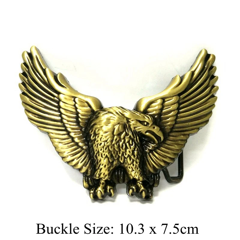 Black PU Leather Casual Hip Waist Belts for Men with Golden 3D Flying Eagle Metal Buckle Western Cowboy Accessories Fashion Gift