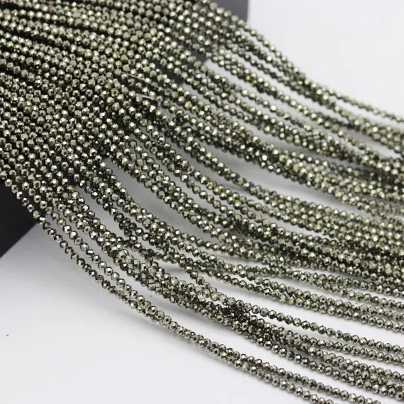 

Wholesale Pyrite Micro Faceted Beads 2mm 3mm 4mm Faceted Gem Spacer Beads,Small Tiny Beads for jewelry,1string of 15.5"