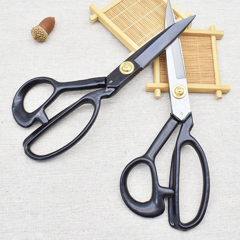 Carbon Steel Professional Sewing Tailor Scissors  8/9/10/11/12 Inch Straight Guided Clothing Fabric Craft Embroidery