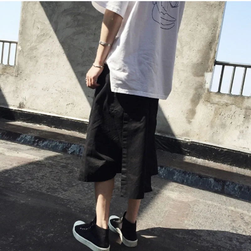 Men\'s trousers summer new irregular loose shorts culottes men\'s casual pants kimono plus seven minute pants Yamamoto style