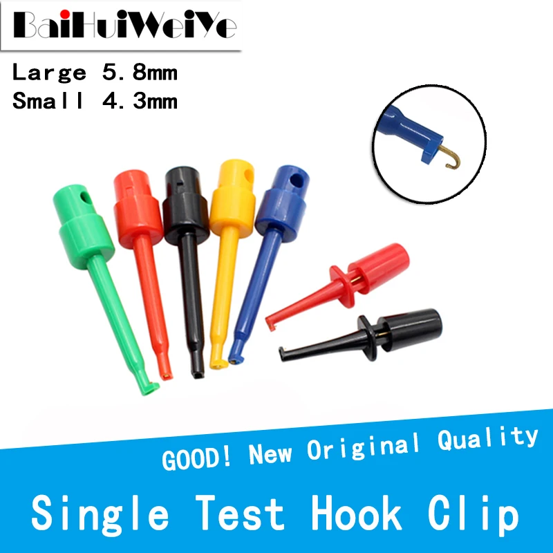 10Pcs Round Colored Single Test Hook Clip Test Probe For Electronic Testing IC Grabber Large Round Crocodile Clip Hook Test Clip