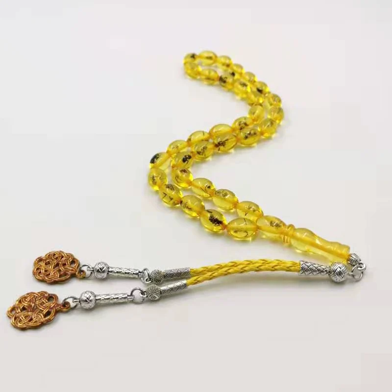 Giallo Reale Insetto Tasbih Islam Branelli di Preghiera Del Rosario Musulmano Bracciale D\'oro Eid Regalo 33 Uomo Misbaha Insetto Turchia Gioelleria