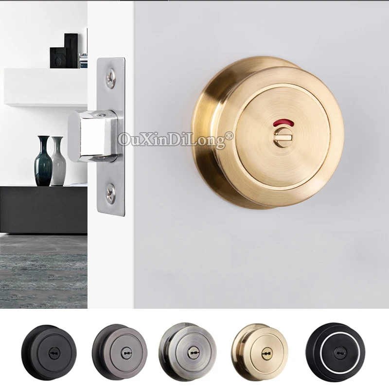 HOT European Mortise Door Lock Set Invisible Hidden Round Living Room Bedroom Bathroom Deadbolt Door Knobs Lock with Key/No Key