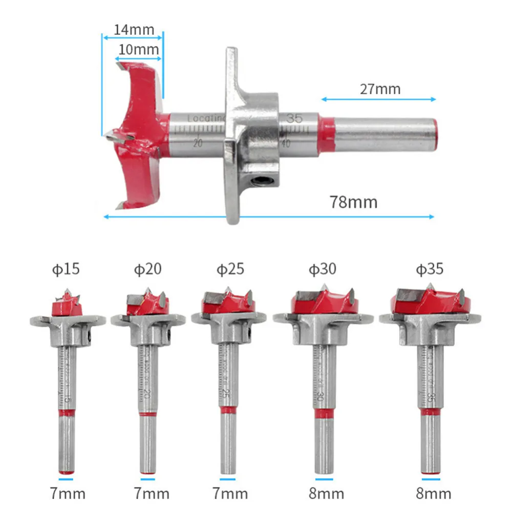 5Pcs Forstnerเจาะสว่านชุดBit Dia 15 20 25 30 35Mmเครื่องตัดไม้HexประแจWoodworking Hole sawสำหรับเครื่องมือไม้กล่อง