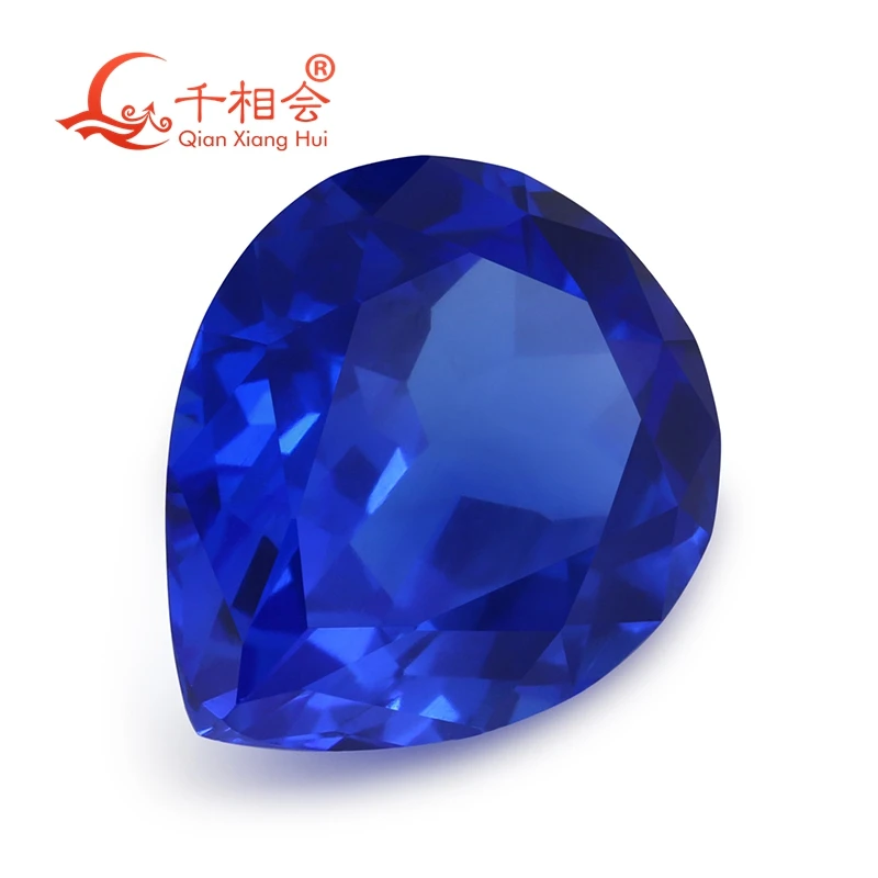 Artificial Cobalt Spinel blue color Pear Shape 10x12mm 4.77ct Natural cut gem stone for jewelry making