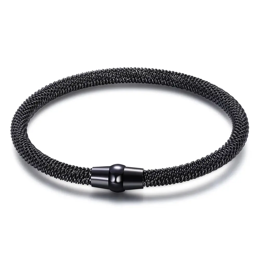 High Quality Magnet Clasp Stainless Steel Cable Mesh Bracelet Bangle For Men Woman Jewelry Wholesale