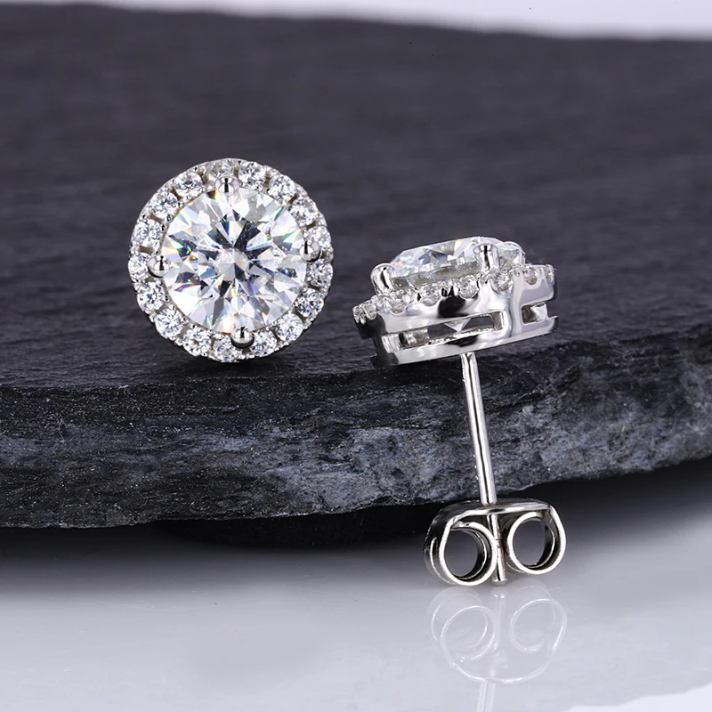 

925 Sterling Silver Moissanite Diamond Stud Earrings 0.5-1ct For Women Solid Brilliant Cut D VVS Solitaire For Fine Jewelry