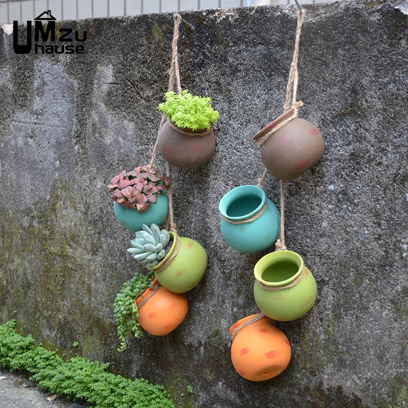 Pendurado Vasos De Flores De Cerâmica, Plantadores Verticais, Plantas Suculentas, Vaso De Flor, Cerca De Parede Corredor, Decoração Ao Ar Livre Do