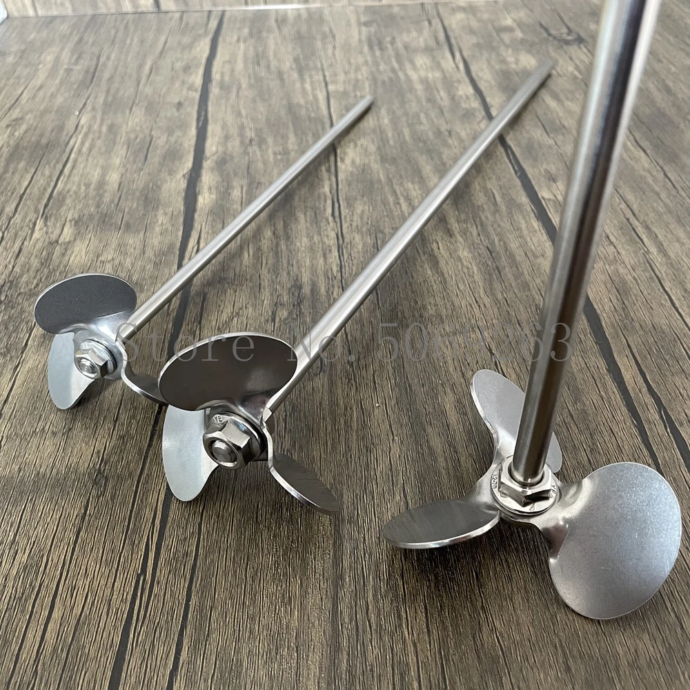 1Set Lab Roestvrij Staal Roterende DIA40mm Tot 120Mm Drie Blade Propelle Met Agerende Roerstaafje, hoek Graden Van Blade: 30 °