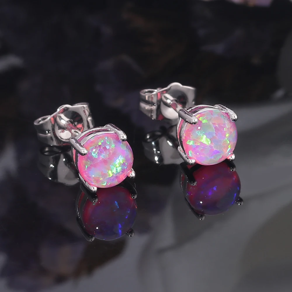 CiNily Multi-Color Fire Opal Stone Droplet Stud Earrings Silver Plated Earring Fashion Chic Jewelry Birthday Gift For Girl Women