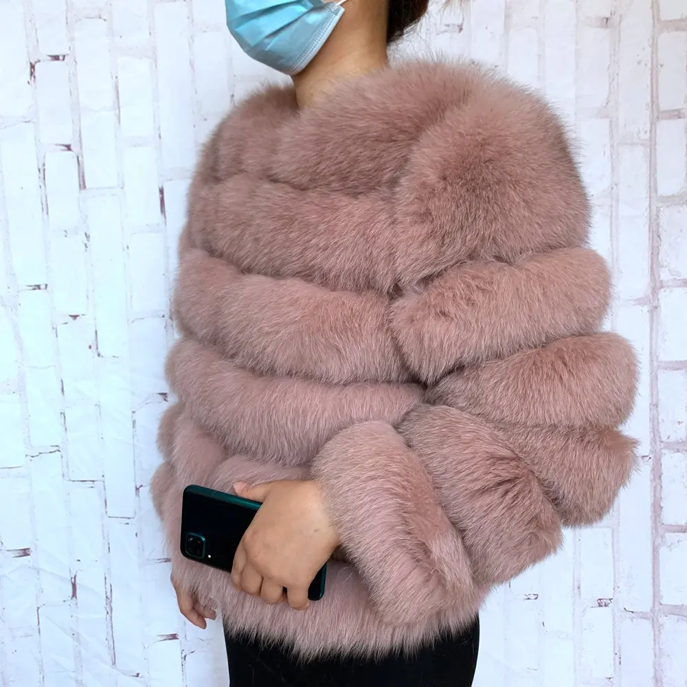 100% Natural Fur Jacket Real Fur Coat Winter Jacket Women Natural Fox Fur Luxury Fashion 50cm Short Jacket Wholesale Hot 2022