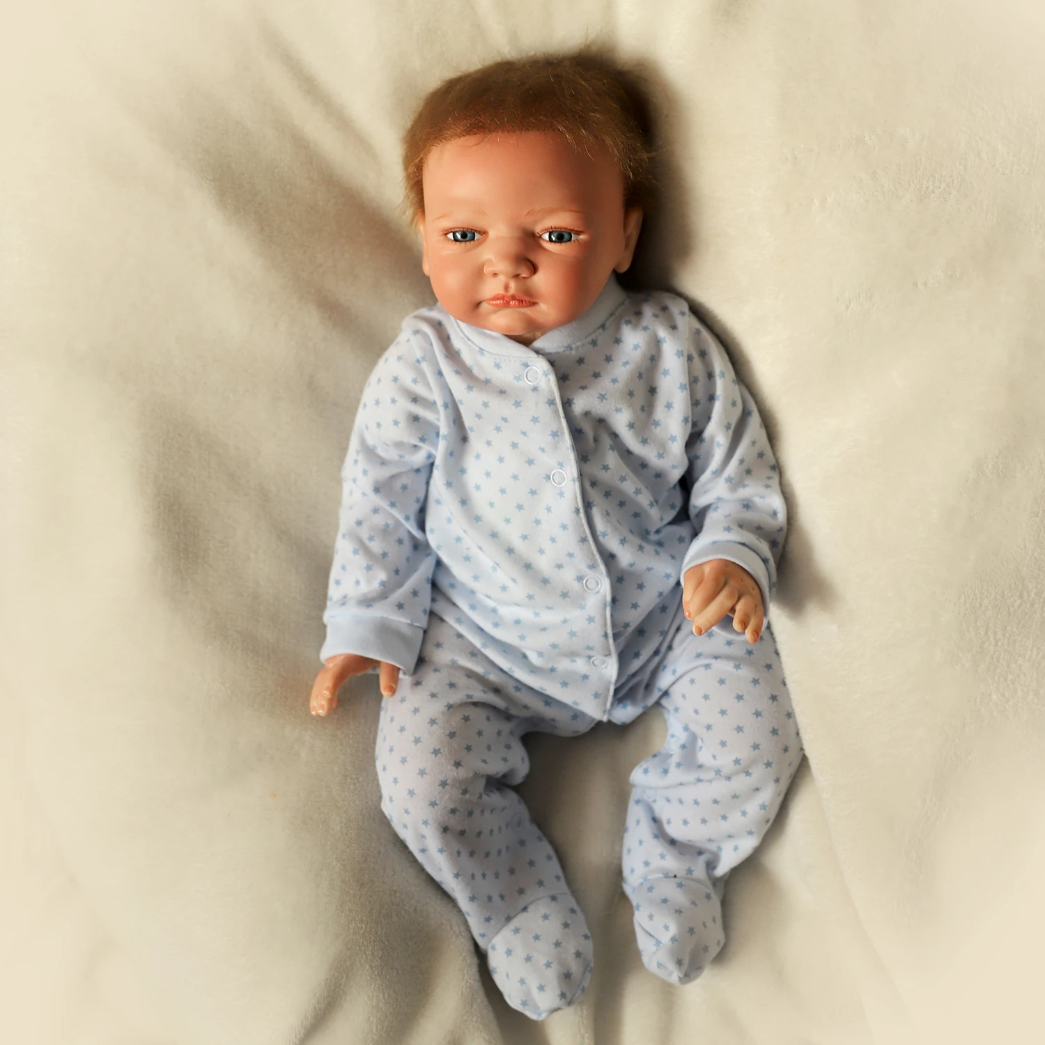 ZIYIUI Reborn Doll Boy 45CM18INCH Vinyl Silicone Cute Little Baby Handmade Eco-Friendly Material Kids Gift