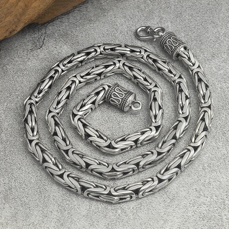 Solid 925 Sterling Silver Byzantine Bali Chain Necklace Handmade Vintage Retro Jewelry Gift 4mm