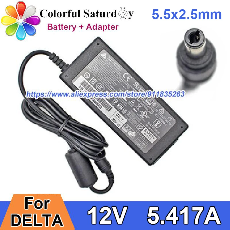 

Power Adapter DPS-65VB DPS-60PB A for DELTA 12V 5.417A LPS For QNAP TS-253A-8GXN3002T For ASUSTOR AS4002T 2-BAY Laptop Charger