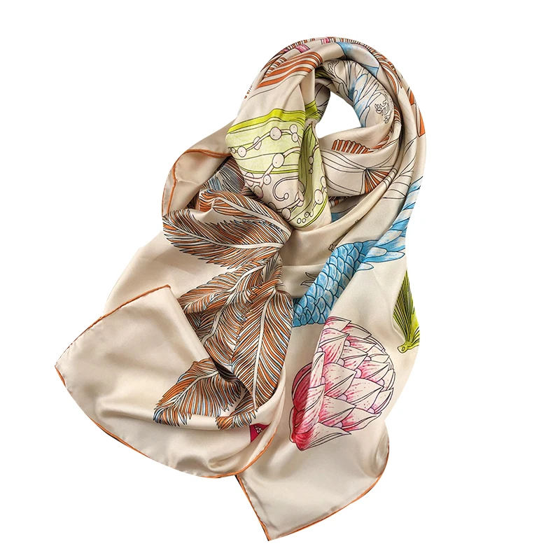 Suya Dream Woman Silk Scarf 100%Real Silk 110x110cm Square Printed Scarves Chic style Decorate Spring Autumn Shawl