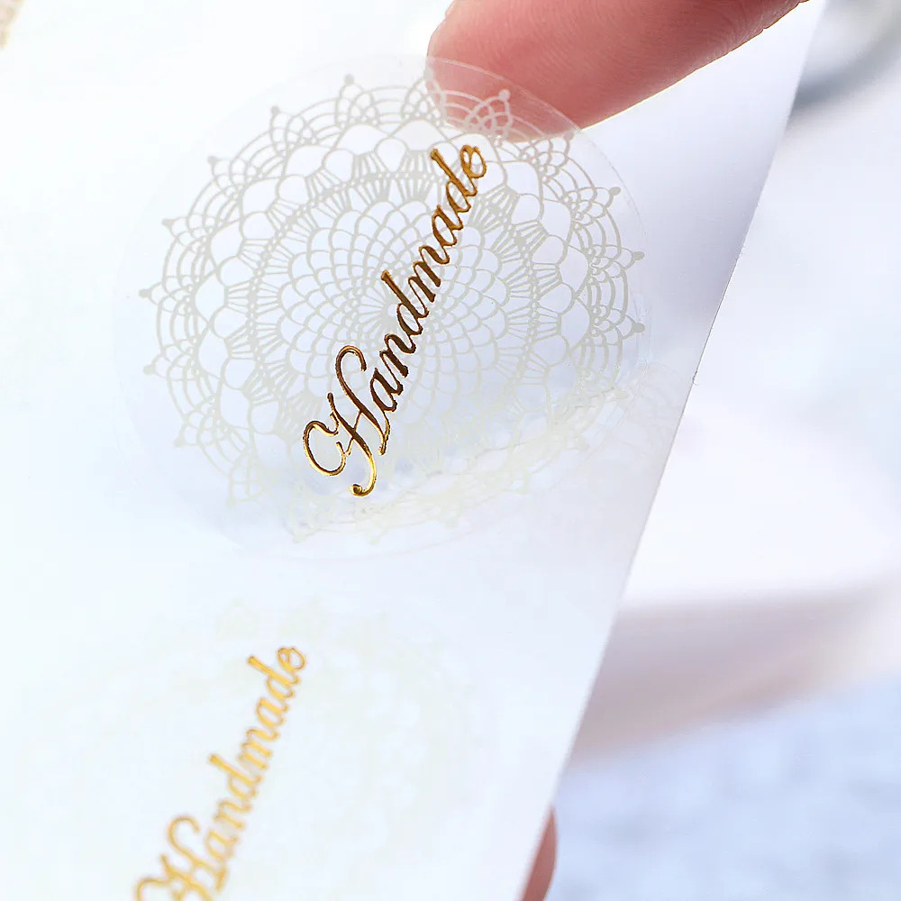 Sellos de encaje blancos para álbum de recortes, Pegatinas transparentes decorativas de PVC, etiquetas adhesivas de embalaje de regalo hechas a