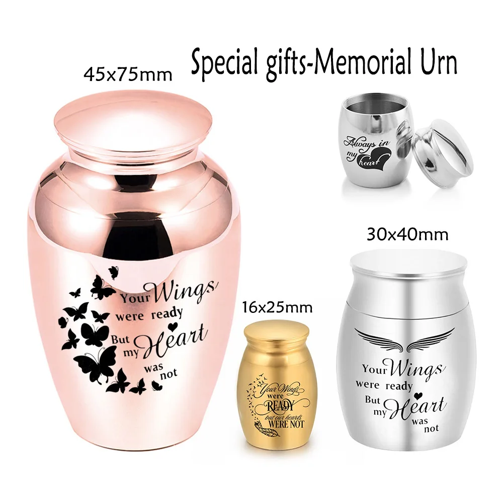 

Angel Wings Small Urns for Human Ashes Holder Mini Cremation Urns for Ashes Alloy Metal Memorial Pet Dog Cat Bird Ash 5 Colors