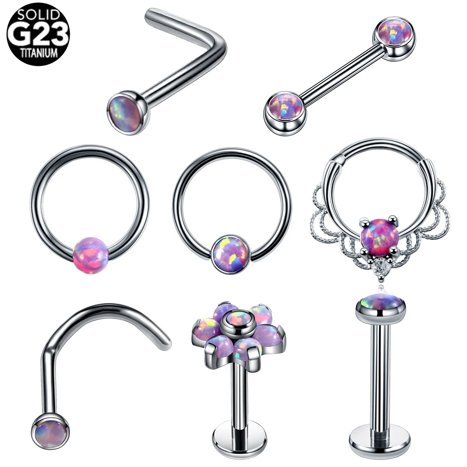 1PC Titanium Opal38 CBR Ear Tragus Helix Cartilage Piercings Opal Nose Screw Rings Septum Clicker Daith Earring Labret Jewelry